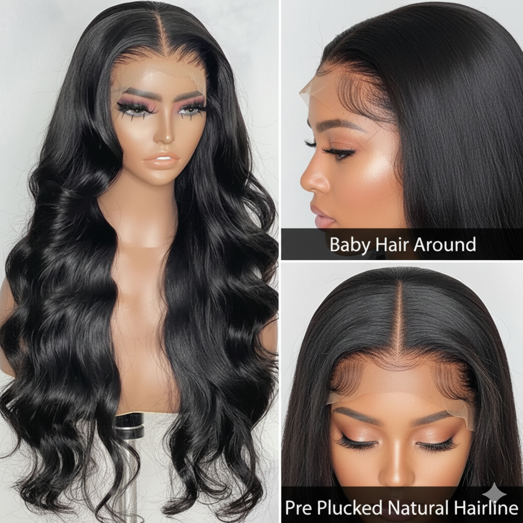 Dolvex® Black HD Transparent Lace Body Wave Lace Front Weave 13x4