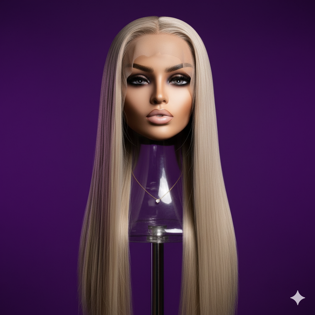 Dolvex® Ash Blonde body wave 13x6 Lace Front Wig Synthetic Pre-Plucked, and Glueless