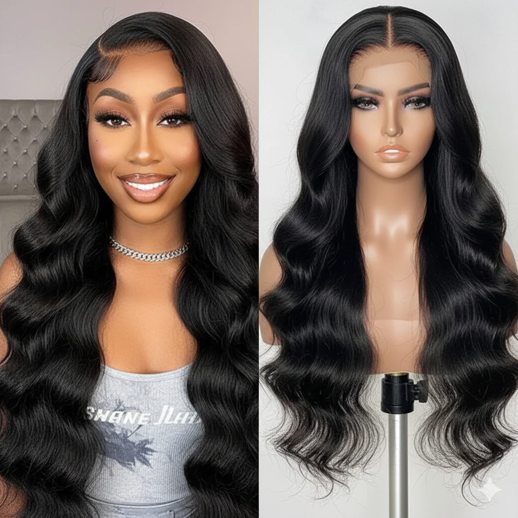 Dolvex® Black HD Transparent Lace Body Wave Lace Front Weave 13x4
